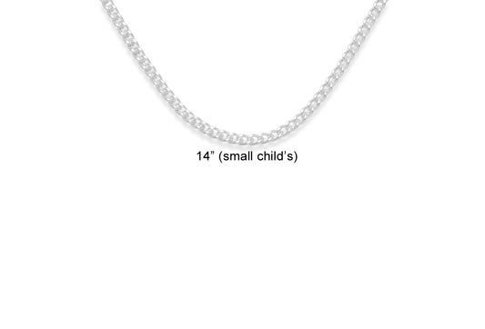 925 Sterling Silver Children's Curb Chain - 14 inches