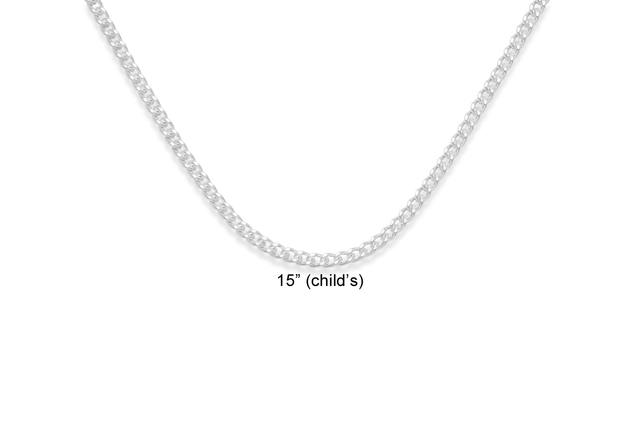 Sterling Silver Curb Chain for Children - 1.2mm thick - 15 Inch