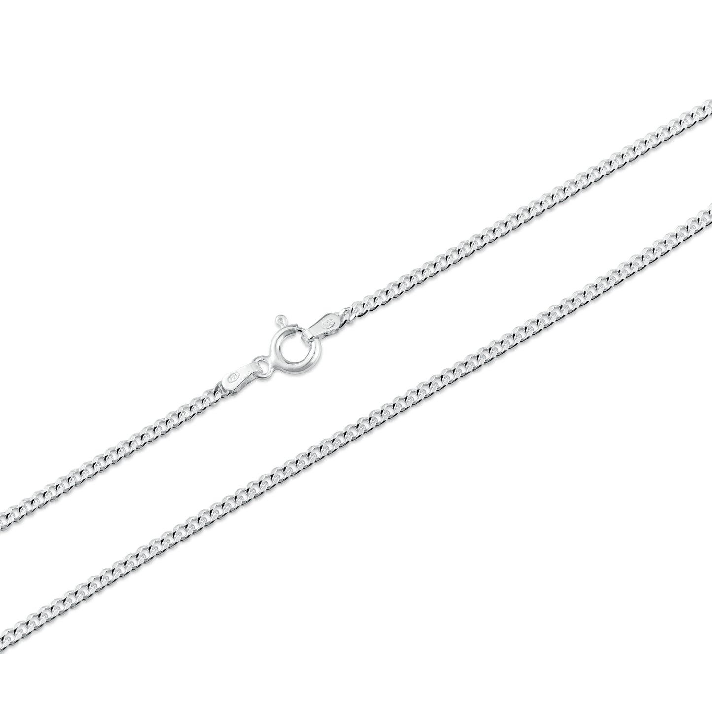 Sterling silver 2.1 mm diamond cut curb chain necklace - 22 inch