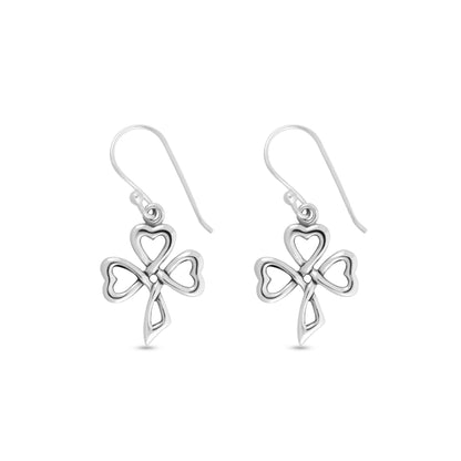 Sterling Silver Irish Shamrock Dangle Drop Earrings for Women