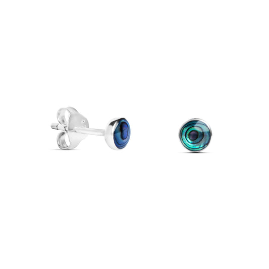 Sterling Silver Paua Shell Stud Earrings - 4mm