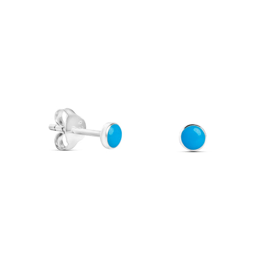 Sterling Silver 4mm Turquoise Stud Earrings