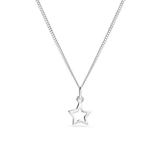 Sterling Silver Children's Star Necklace on 14" Curb chain - 10mm x 11mm