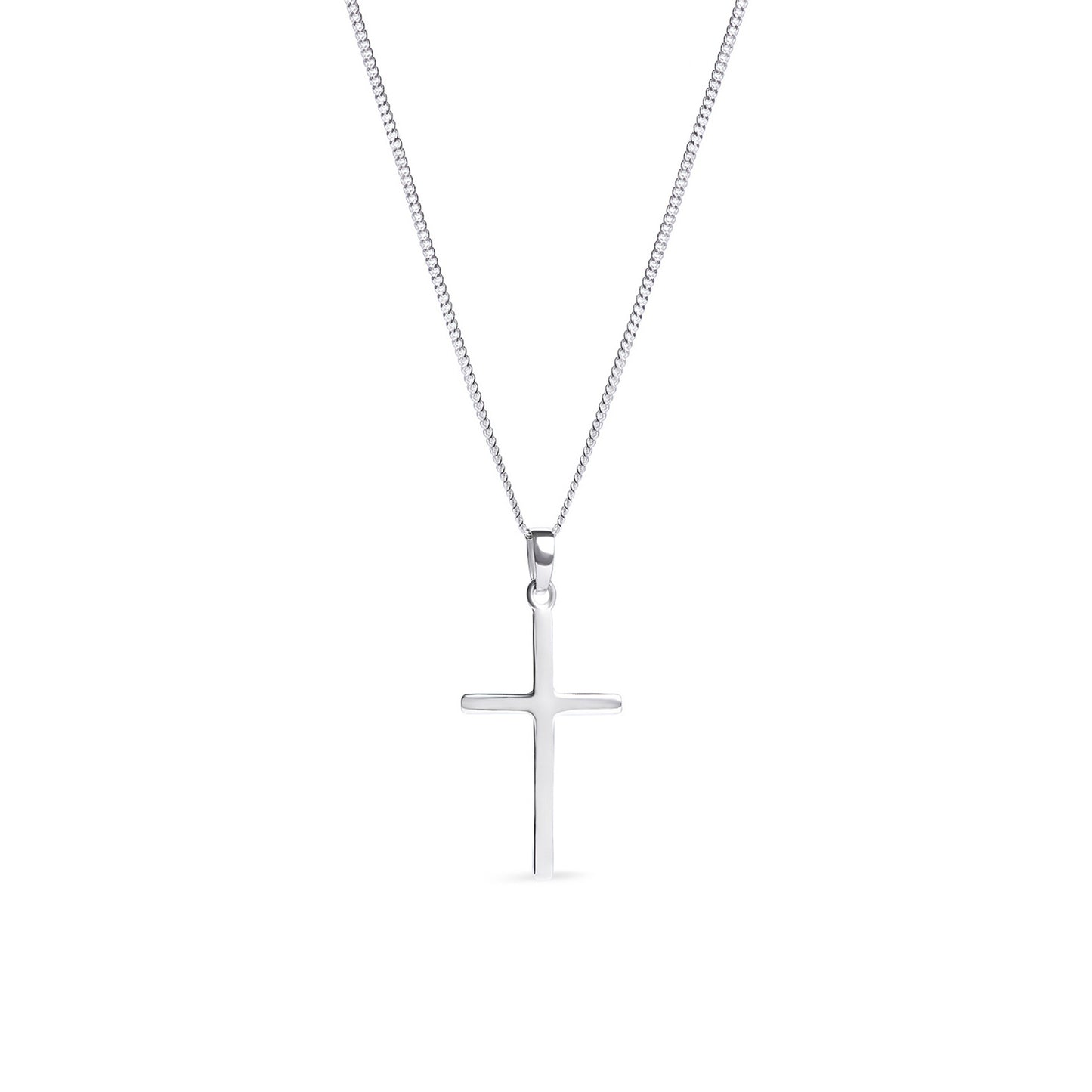 Sterling Silver Cross Pendant Necklace - 16" Chain - 27mm x 16mm