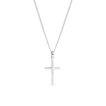 Sterling Silver Cross Pendant Necklace - 16" Chain - 27mm x 16mm