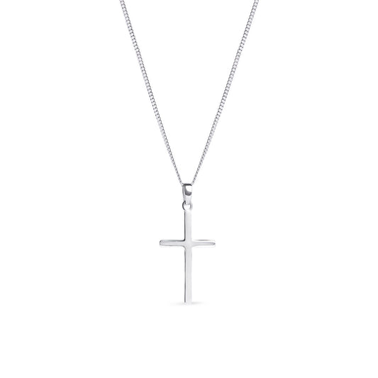 Sterling Silver Cross Pendant Necklace - 16" Chain - 27mm x 16mm