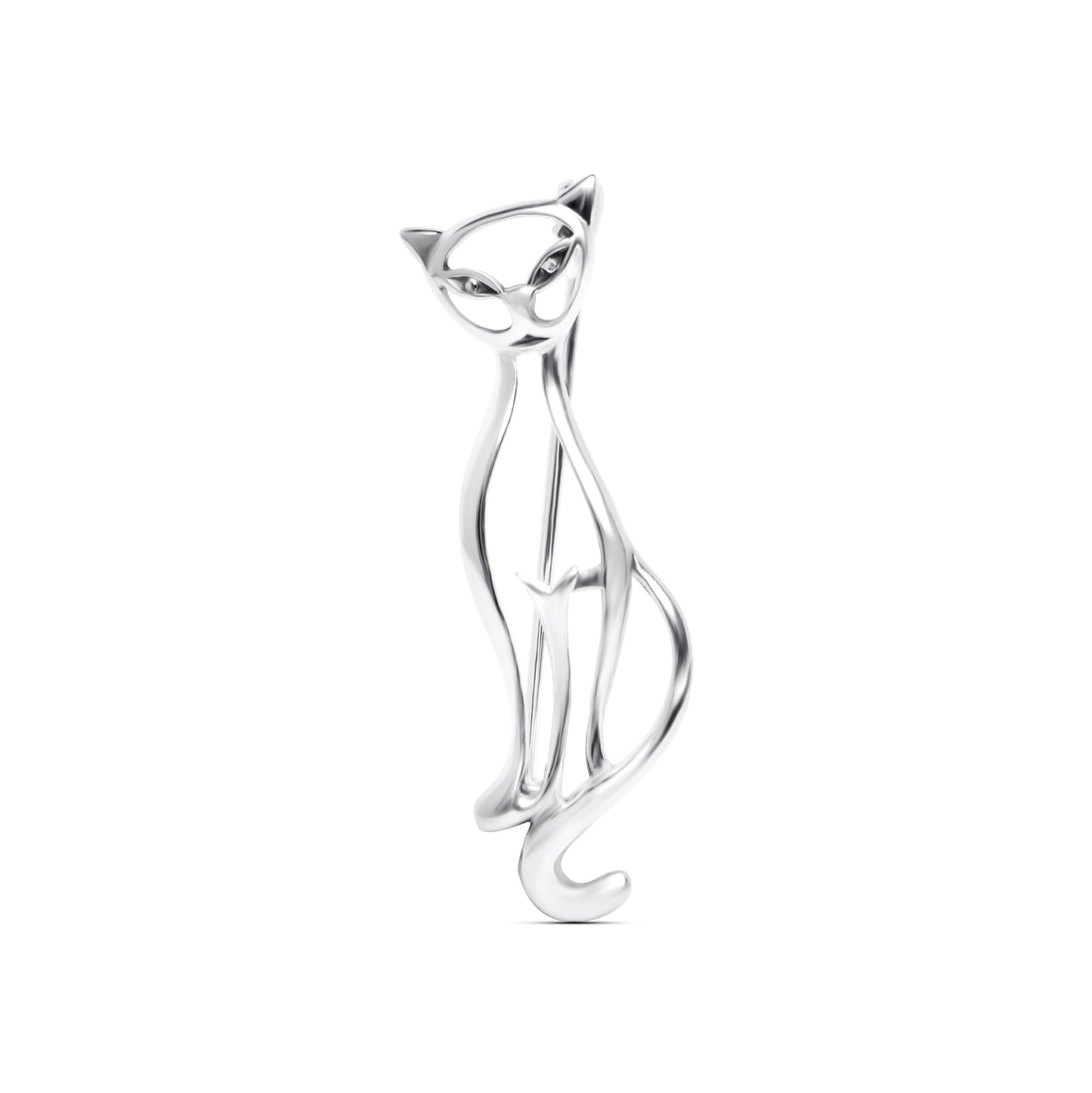 Open Design Sterling Silver Cat Brooch for Women | Heather Needham Silver