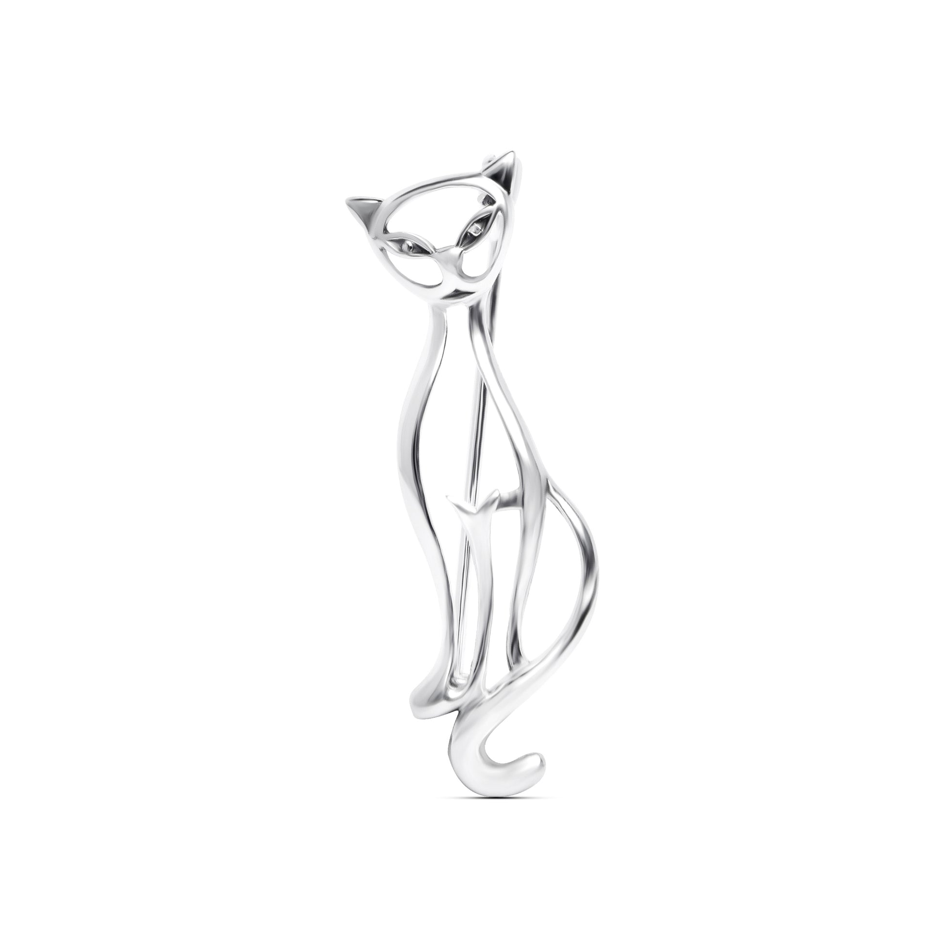 Open Design Sterling Silver Cat Brooch for Women | Heather Needham Silver