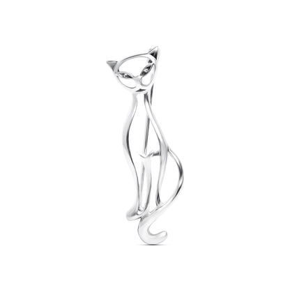 Open Design Sterling Silver Cat Brooch for Women | Heather Needham Silver