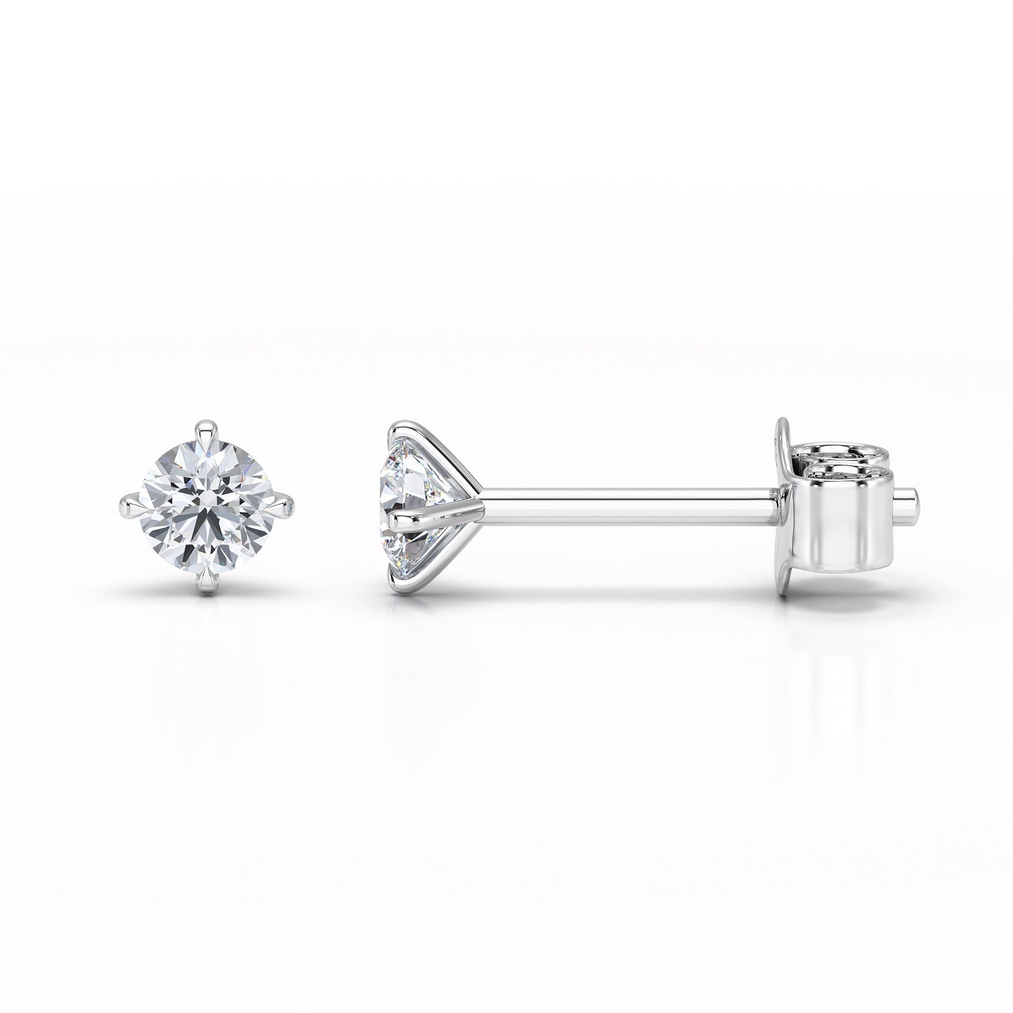 925 Sterling Silver Cubic Zirconia Stud Earrings - 3mm