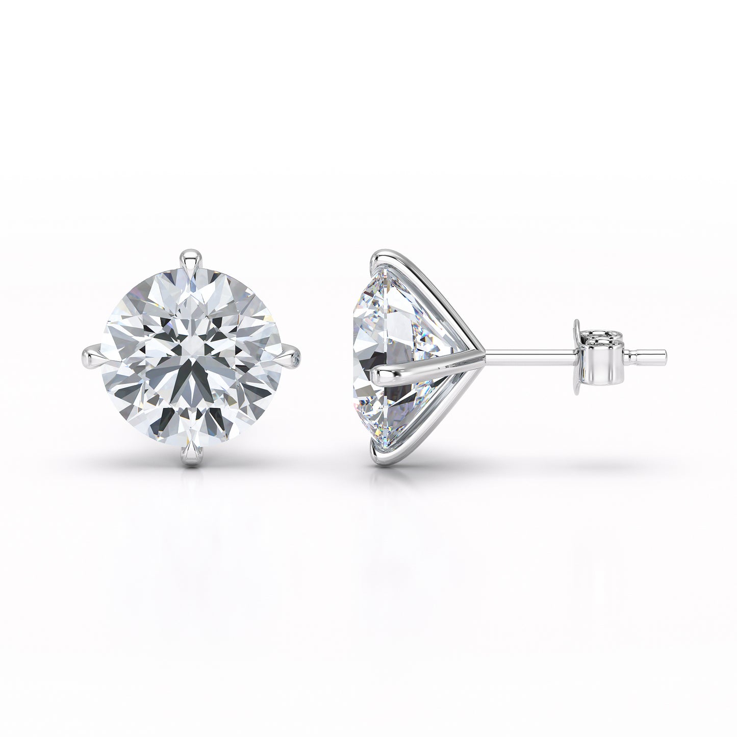 Sterling Silver Cubic Zirconia Stud Earrings - 9mm