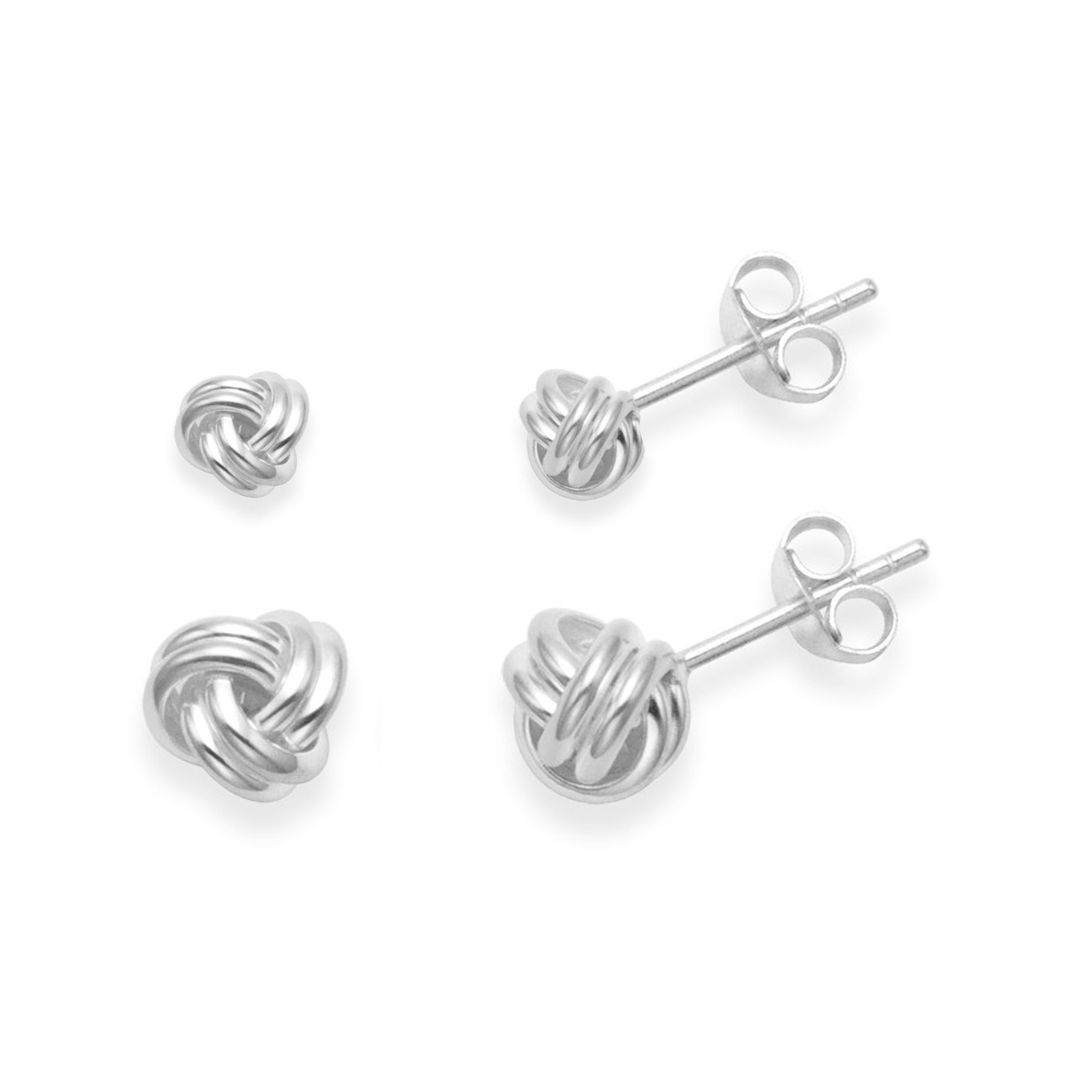 2 Pairs Sterling Silver Wool Knot Earrings