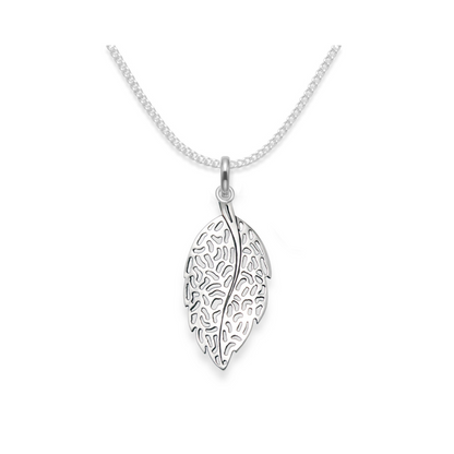 GENUINE 925 Sterling Silver Leaf Necklace on 16" Silver Chain