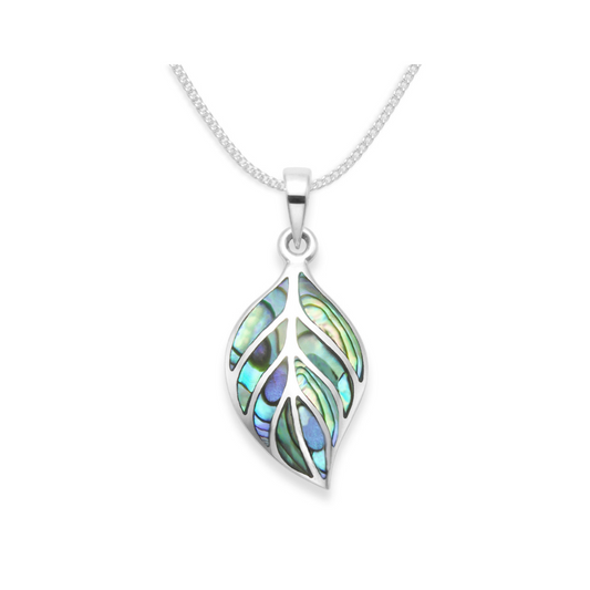 Sterling Silver Paua Shell Inlaid Pendant Necklace, 16-inch Chain