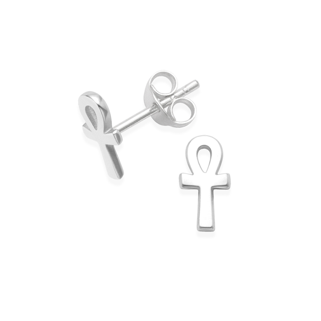 Sterling Silver Ankh Earrings