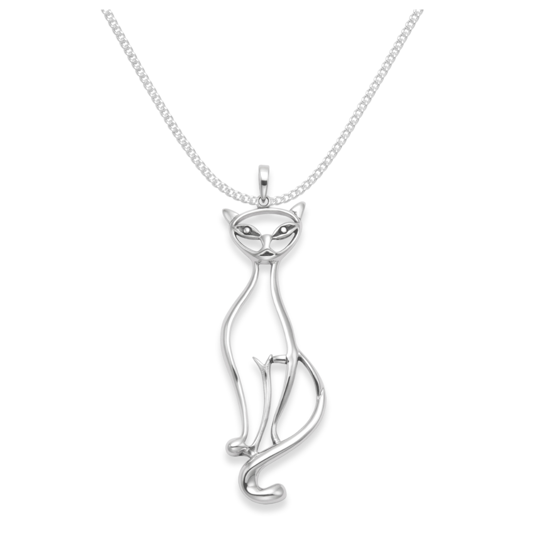 925 Sterling Silver Cat Necklace