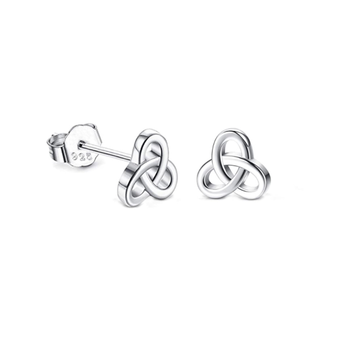 925 Sterling Silver Celtic Earrings - Celtic Trinity Stud Earrings