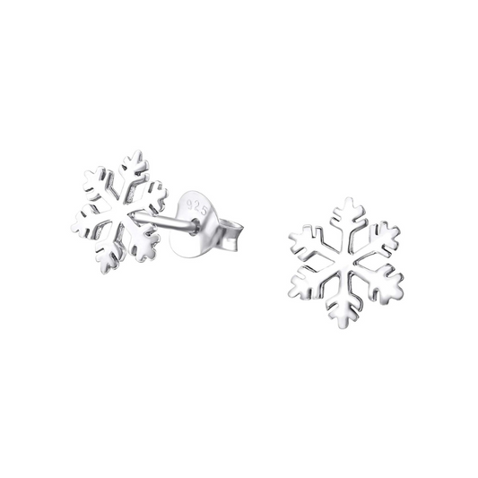 925 Sterling Silver Christmas Snowflake stud Earrings