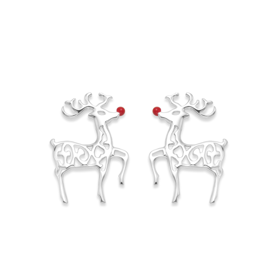 Sterling Silver Reindeer Earrings