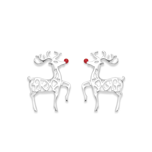 Sterling Silver Reindeer Earrings