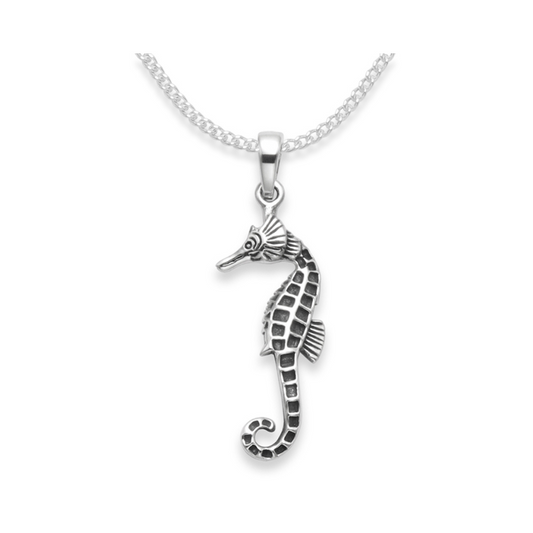 Sterling Silver Seahorse Necklace on 18" chain