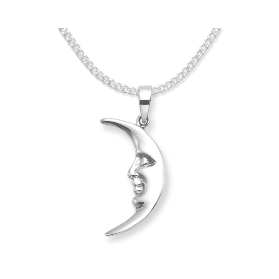 Sterling Silver Moon Necklace and 16" silver chain