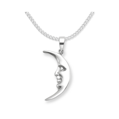 Sterling Silver Moon Necklace and 16" silver chain