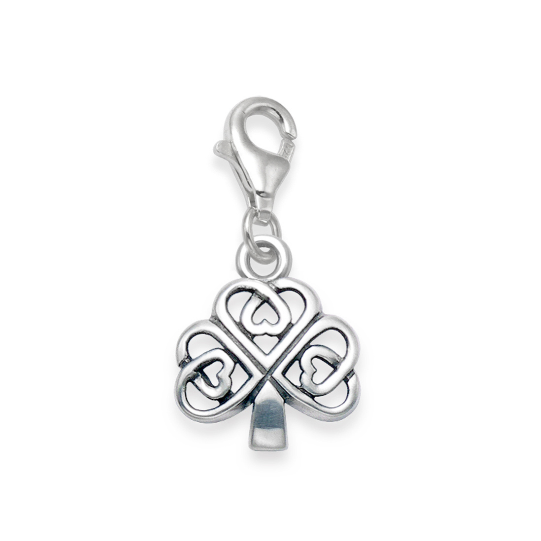 925 Sterling Silver Celtic Charm - Silver Clover Clip-On Charm