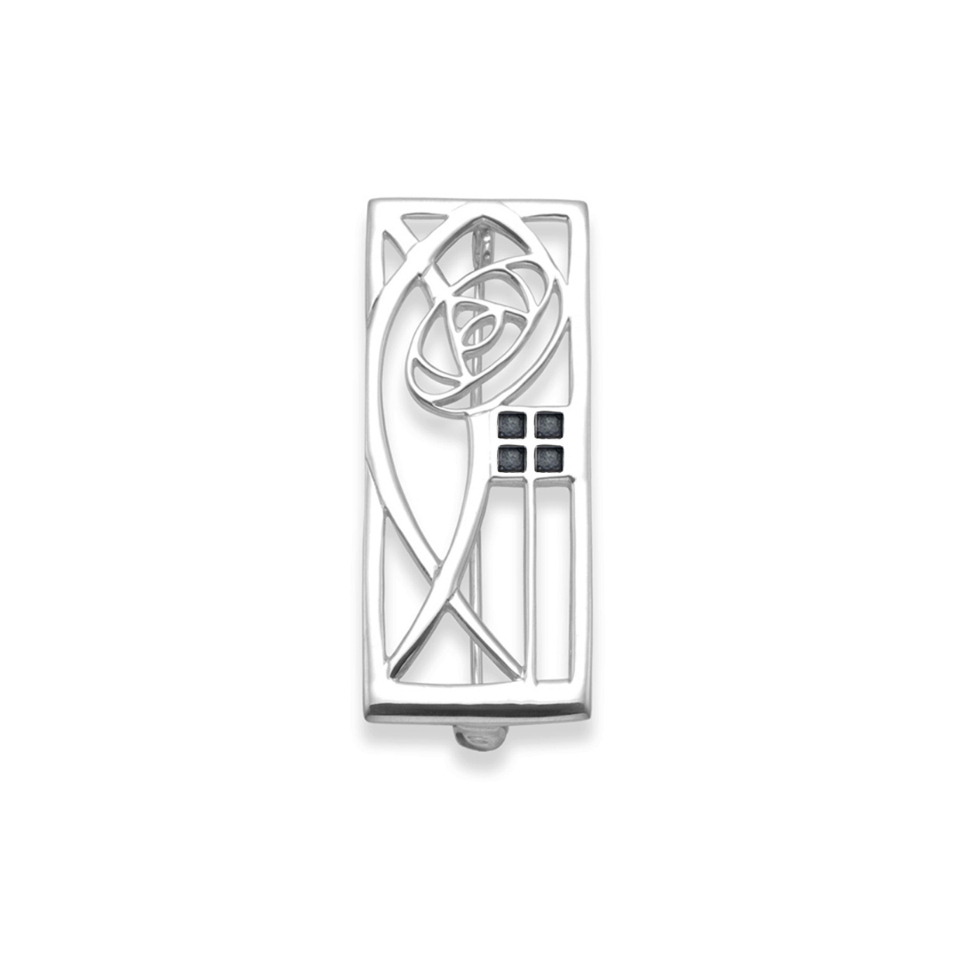 Sterling Silver Rennie Mackintosh Brooch with Antique Oxidized Finish