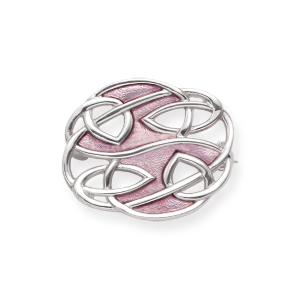 Sterling Silver Rennie Mackintosh Brooch with dusky Pink Enamel