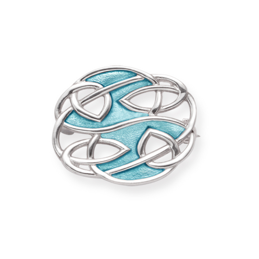Sterling Silver Rennie Mackintosh Brooch with Turquoise Enamel