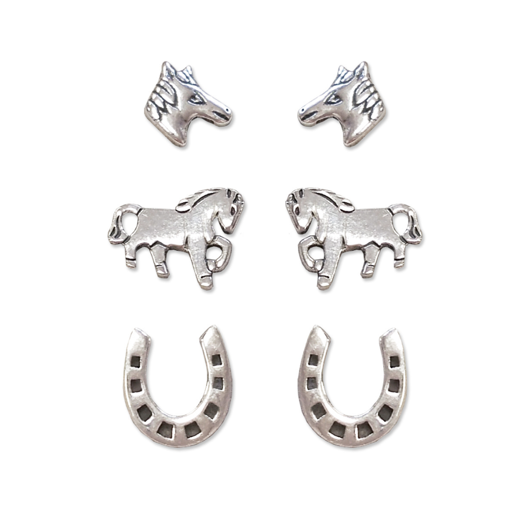 Elevate Your Style with Heather Needham Silver's 925 Sterling Silver Horse Stud Earrings Jewellery Set