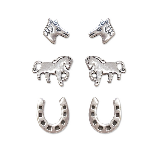 Elevate Your Style with Heather Needham Silver's 925 Sterling Silver Horse Stud Earrings Jewellery Set