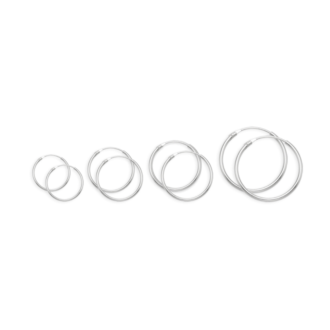 Set of 4 Pairs Sterling Silver Small Hoop Earrings - 10mm, 12mm, 14mm & 18mm