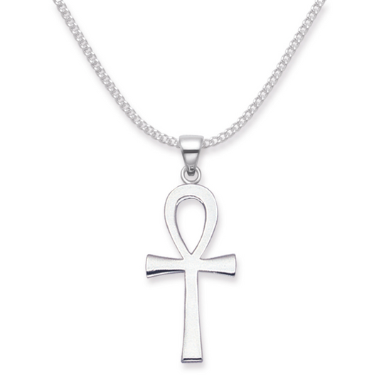 Sterling Silver Ankh Pendant Necklace on 18" Silver Chain