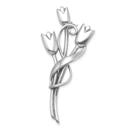 Sterling Silver Rennie Mackintosh Brooch - Tulips Brooch - 36mm