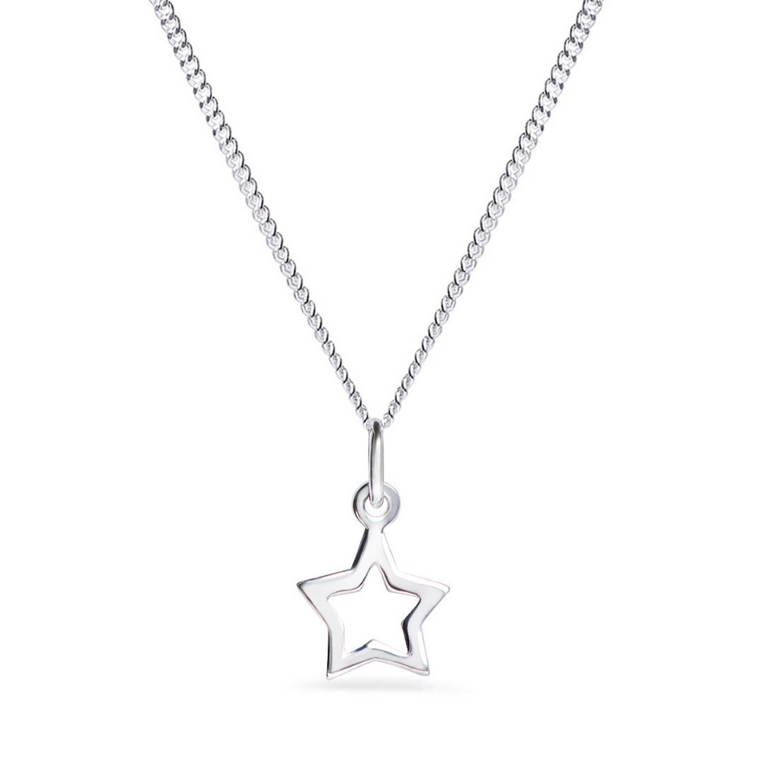 Sterling Silver Star Pendant Necklace on 16" Silver Chain - 10mm X 11mm